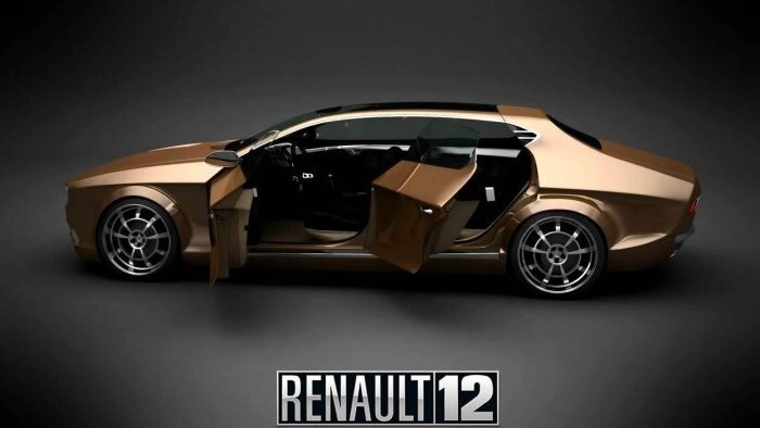 Renault 12 prototipo dorado vista lateral izquierda Renault 12 prototipo dorado vista lateral izquierda